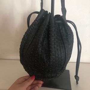 Cleobella Black Leather Stud Crossbody